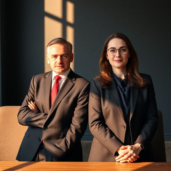 Doi profesioniști financiari în ținută formală într-un birou minimalist din Iași